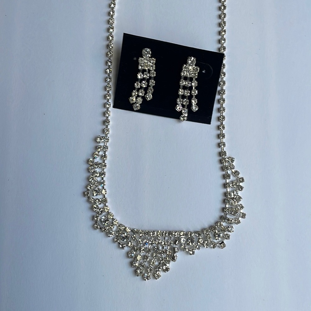 Rhinestone Necklace collar & Earrings Set crystal - Picture 13 of 16